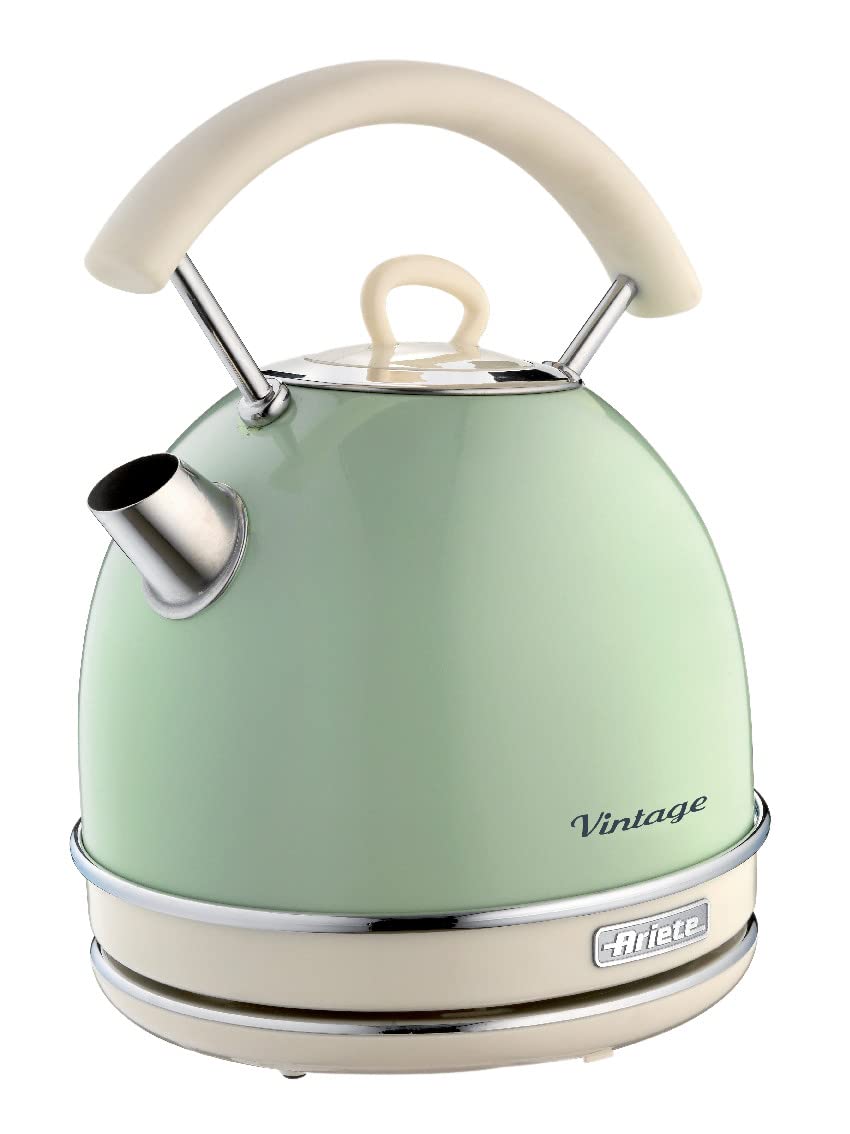 Ariete 2877 - Design Electric Kettle, 2000W, 1,7 L, Stainless Steel, Visible Water Level, Pastel Green