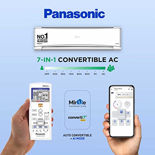 Panasonic 2 Ton 3 Star Hot and Cold Wi-Fi Inverter Smart Split AC (Copper, 7 in 1 Convertible with additional AI Mode, Twin Cool, PM 0.1 Air Purification, CS/CU-KZ24ZKYF, 2023 Model, White)