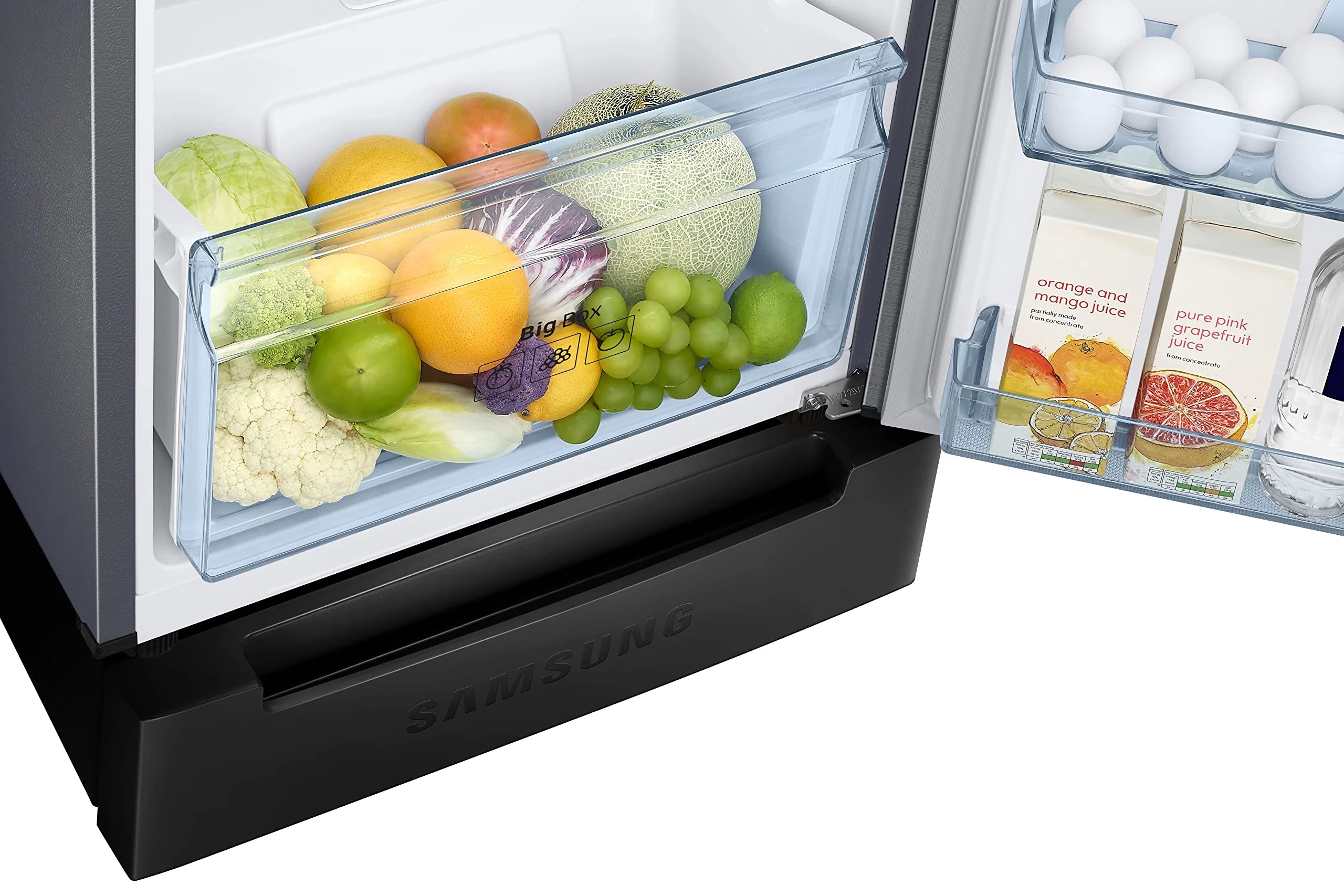 Samsung 236L 2 Star Inverter Frost-Free Convertible 3 In 1 Double Door Refrigerator Appliance (RT28C3832S8/HL,Elegant Inox), Base Stand Drawer