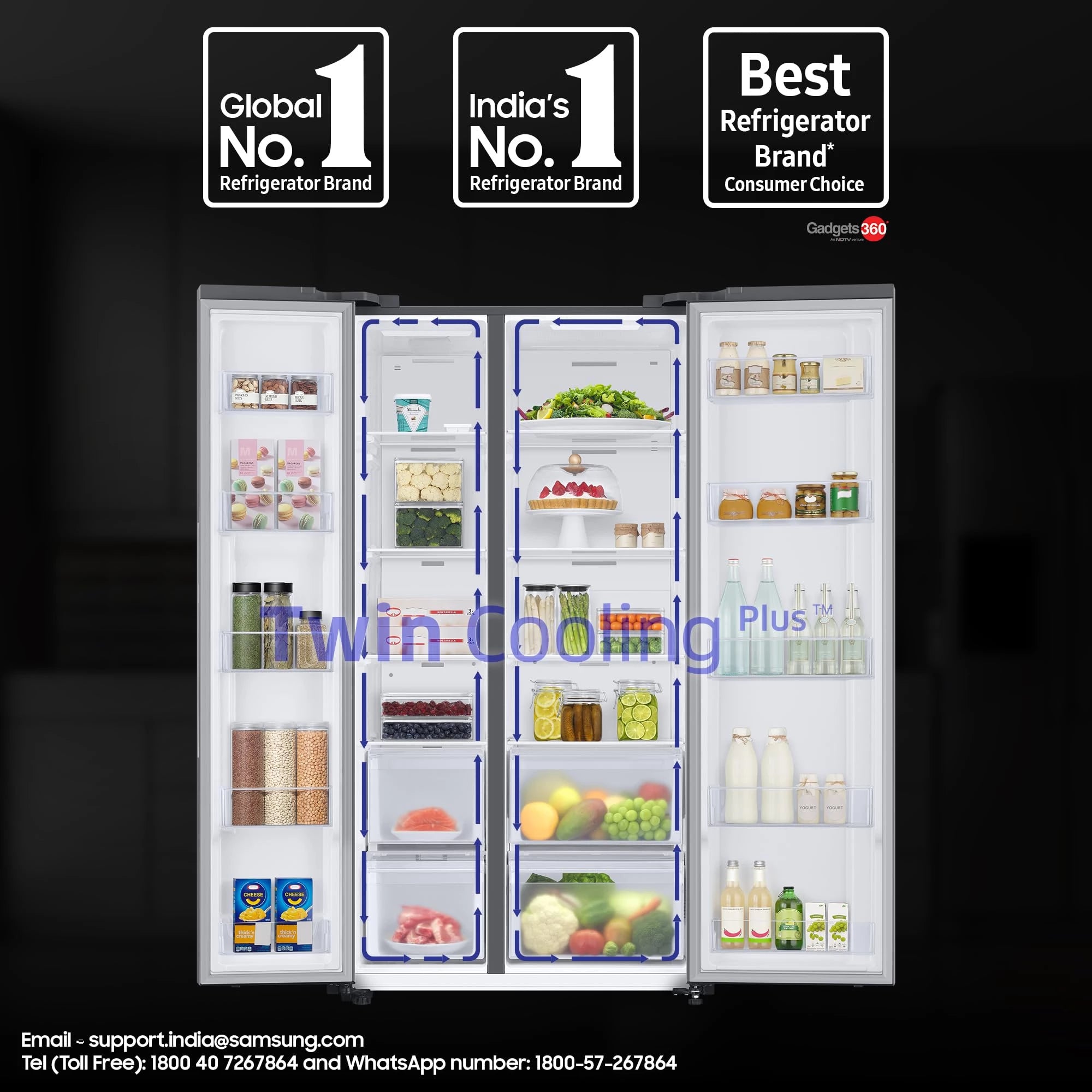 Samsung 653 L, 2 Star, Frost Free, Double Door, Convertible 5-in-1 Digital Inverter, Side By Side Refrigerator (RS76CG80X0S9HL, Silver, Refined Inox)