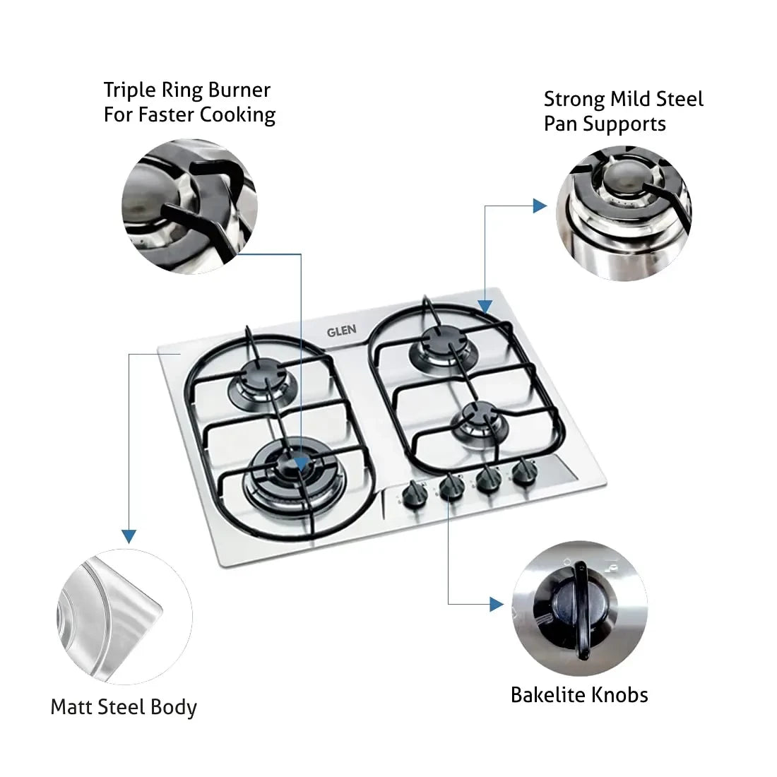 Glen GL 1061 TR SS Auto Built In Hob Cooktop
