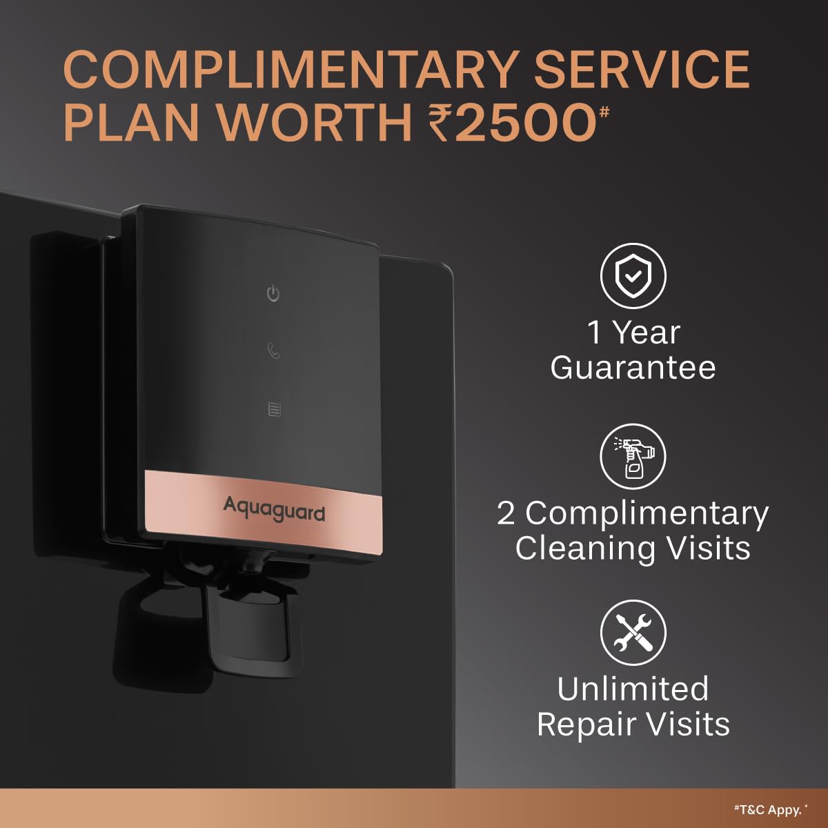 Aquaguard Neo 9-Stage Active Copper Tech Water Purifier | Taste Adjuster | RO+UV+Active Copper Tech | Inbuilt Zero Pressure Pump | Free Service Plan worth ₹2500 | Suitable for all Water Sourc