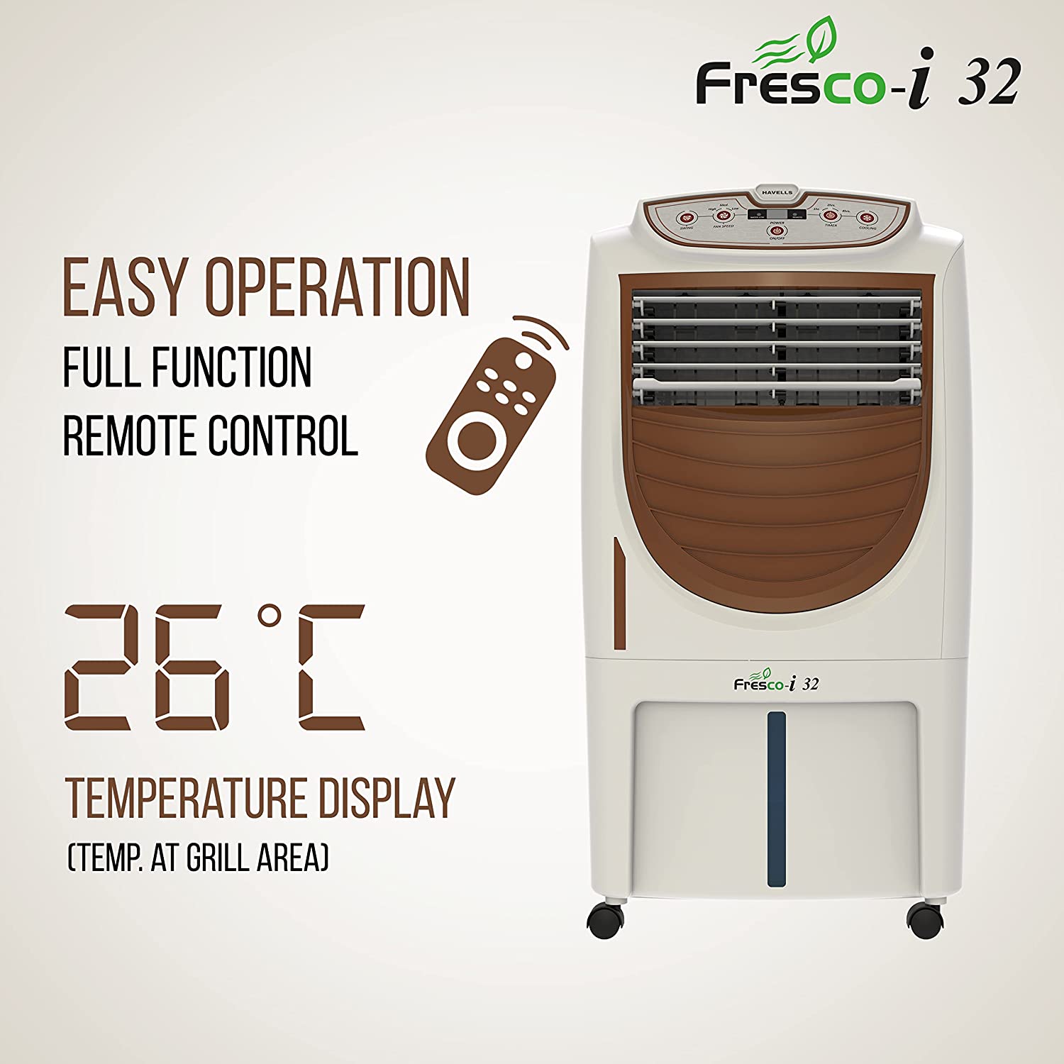 Havells Fresco-i 32 Litres Personal Air Cooler White-Brown