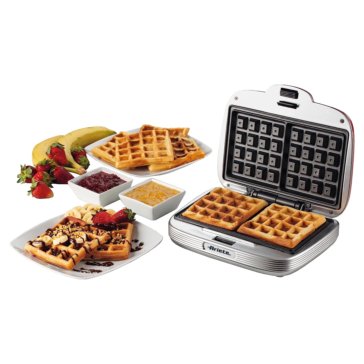 Ariete 1973 Waffle Maker, Electric Plate For Waffles, 700 W, Non-Stick Plates, Red , 25 x 21 x 9.5 cm; 1.4 Kg