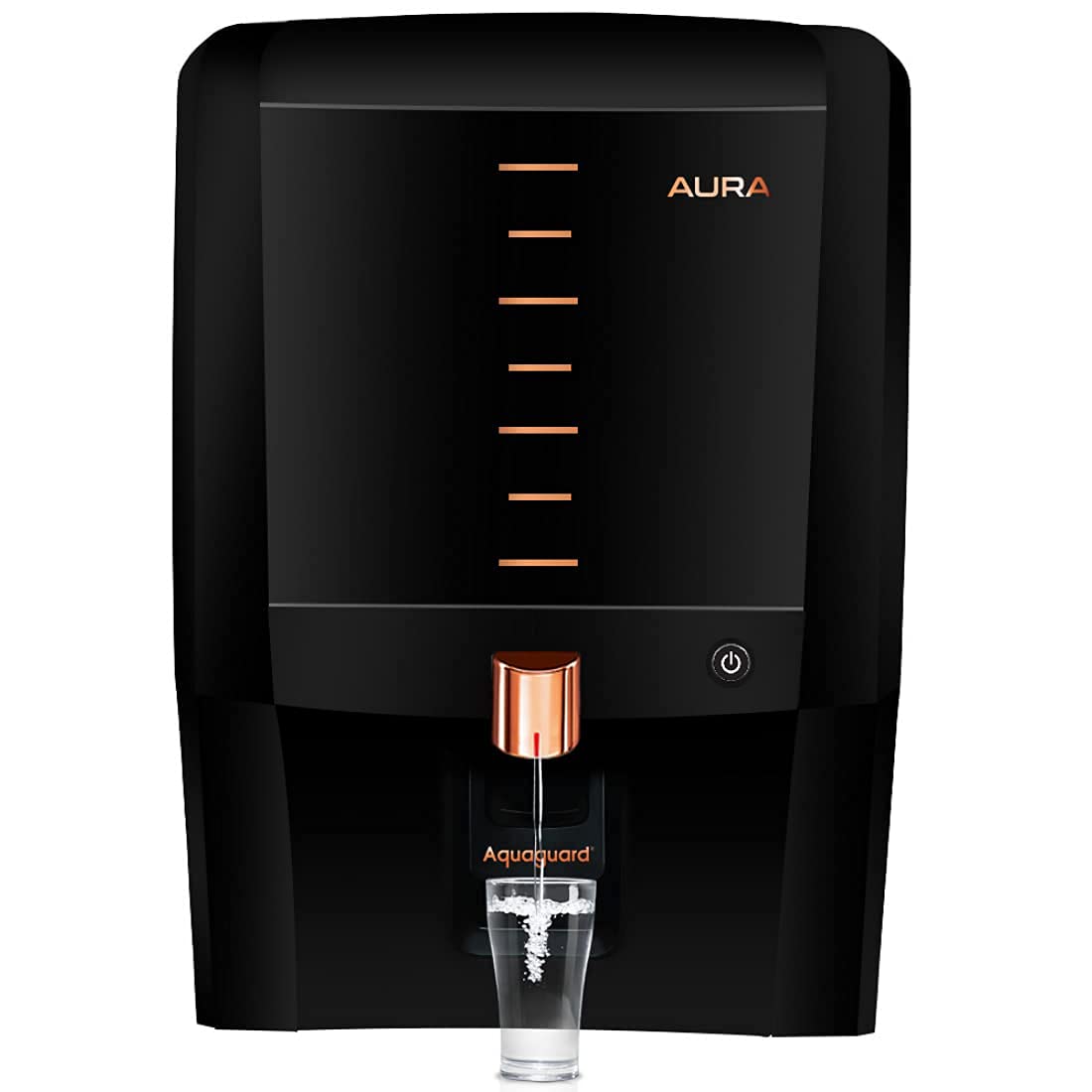 Aquaguard Aura 7L RO+UV+Taste Adjuster(MTDS) with Active Copper & Zinc 7L storage water purifier,8 stages purification,suitable for borewell,tanker,municipal water(Black) from Eureka Forbes