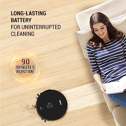 Eureka Forbes Robo LVac Suction and Mopping with LDS Navigation, App Control and Electric Water Tank (Black)