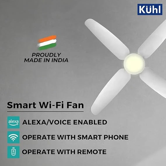 KUHL Luxus C14 1200mm Stylish Power Saving BLDC Ceiling Fan with Remote | Night & Down Light 5 Star Reverse Mode White