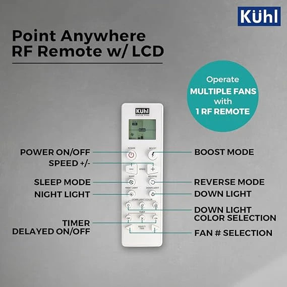 KUHL Luxus C14 1200mm Stylish Power Saving BLDC Ceiling Fan with Remote | Night & Down Light 5 Star Reverse Mode White