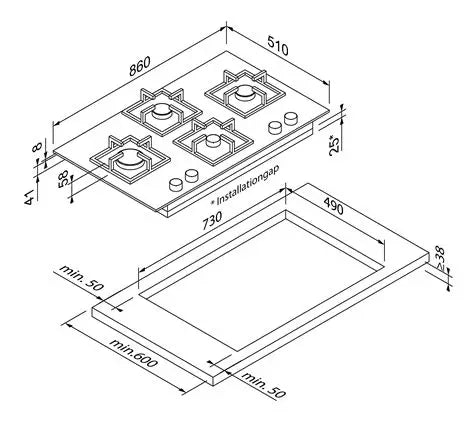 Blaupunkt 5GH85BB490 Gas Hob: 4-Burner, Spark Ignition, Controllable Design for Comfortable Electrical Consumption