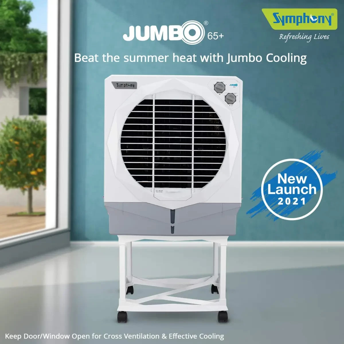 Symphony Jumbo 65 Desert Air Cooler 61-litres (White & Grey)