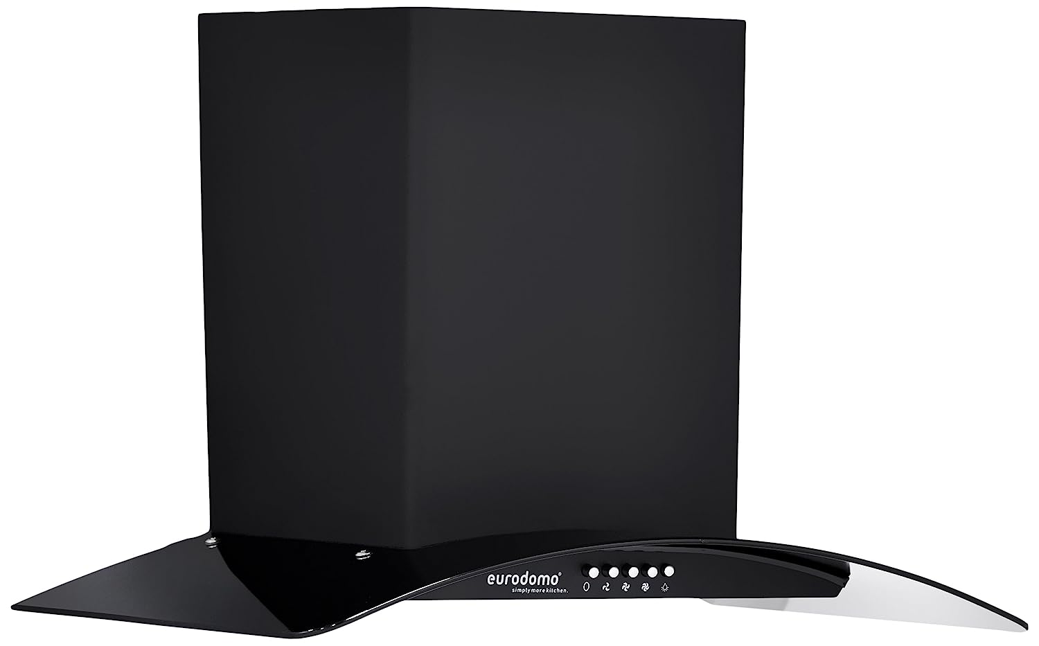 Eurodomo 60 cm 1050 m/hr curved glass Kitchen Chimney (Hood Onyx PB BK 60 Baffle Filter Black)