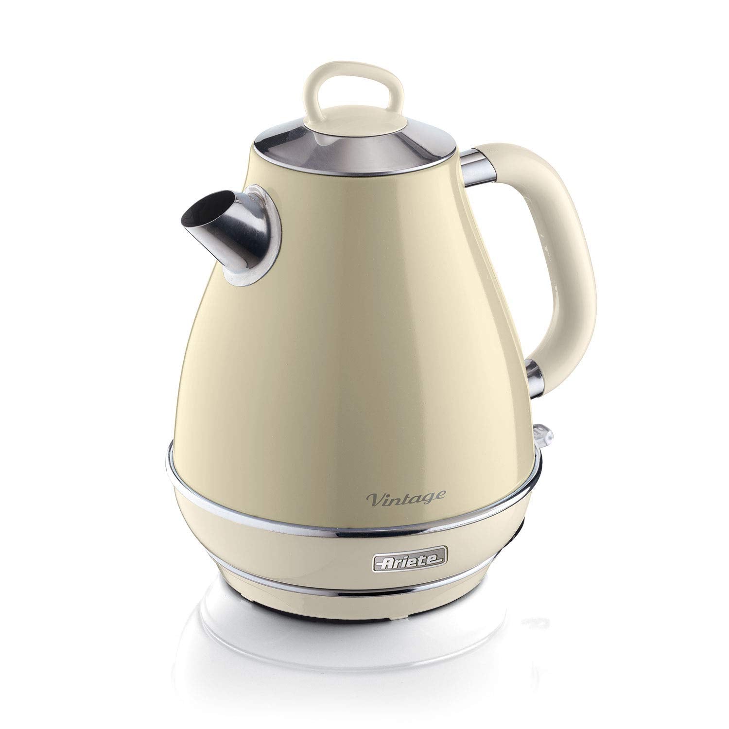 Ariete 2869 Vintage Electric Kettle Stainless Steel, 1.7 L Auto Switch Off, 2000 W, for Water, Tea and Herbal Teas Pastel Beige