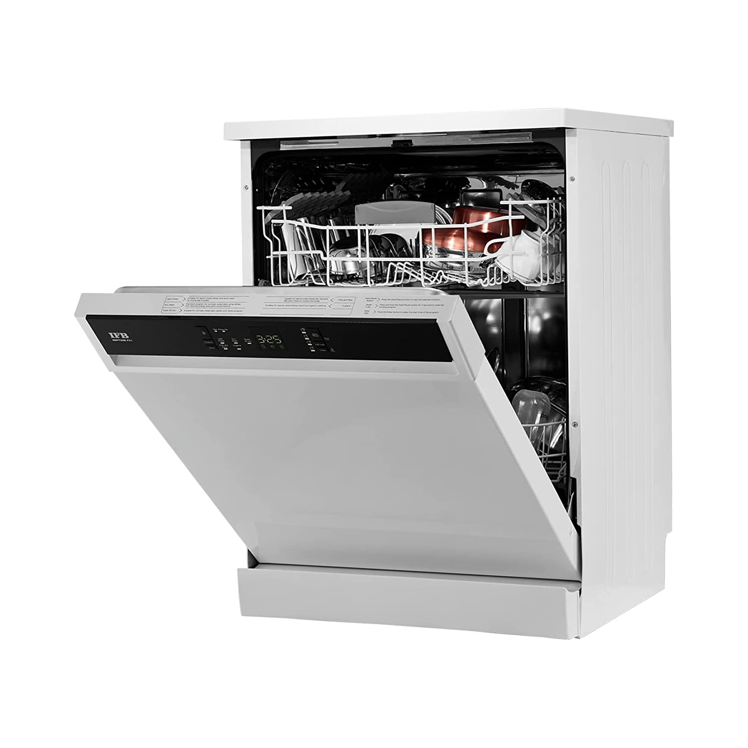 IFB 12 Place Settings Hot water wash Free Standing Dishwasher (Neptune FX1, White, In Built Heater with Hygienic Steam Drying, Perfect for Indian Utensils)