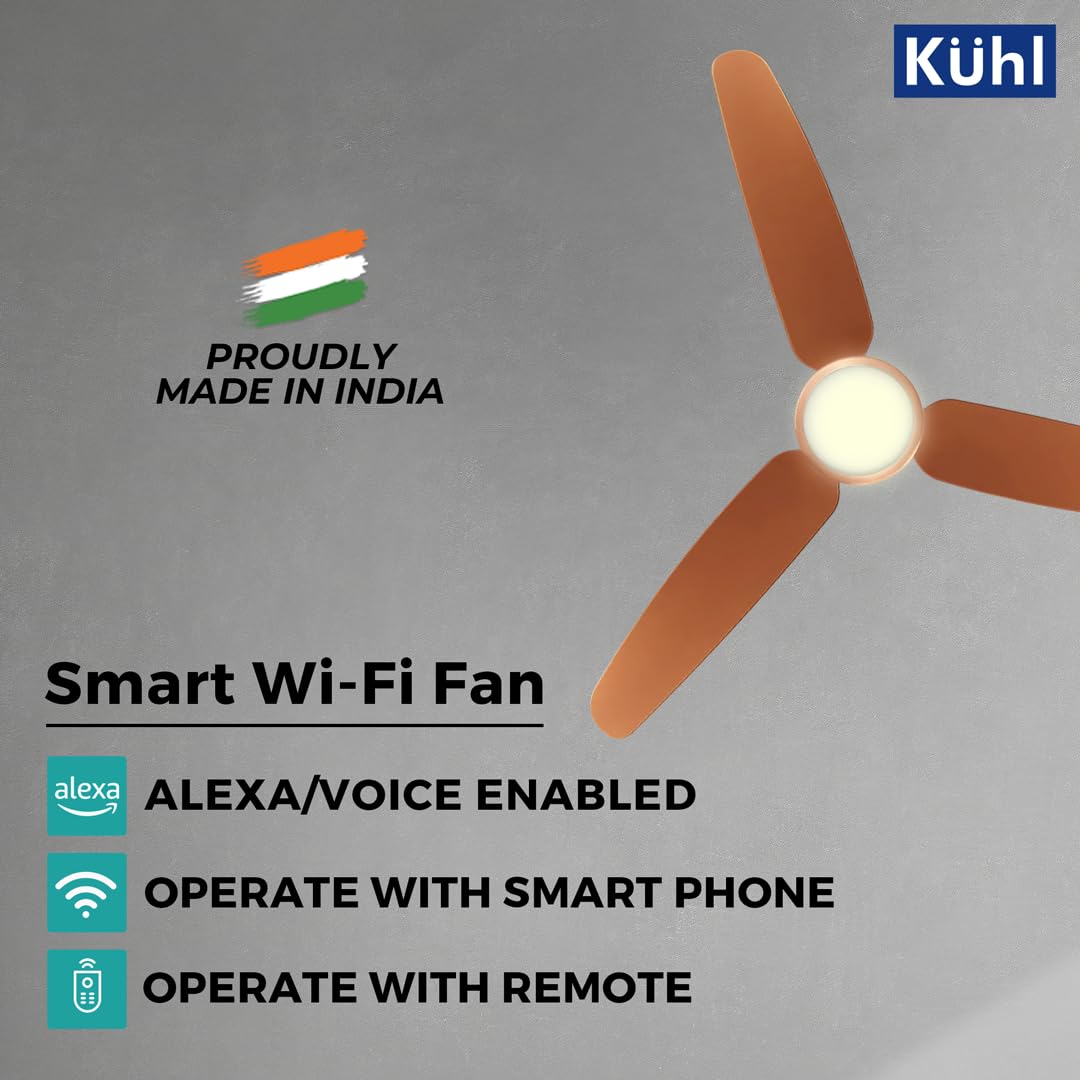 KUHL Luxus C3 1320mm Stylish Power Saving BLDC Ceiling Fan with Remote | Night & Down Light | 38W | 5 Star | Low Noise | IoT – Operate via Mobile & Alexa | Reverse Mode | Free Installation |