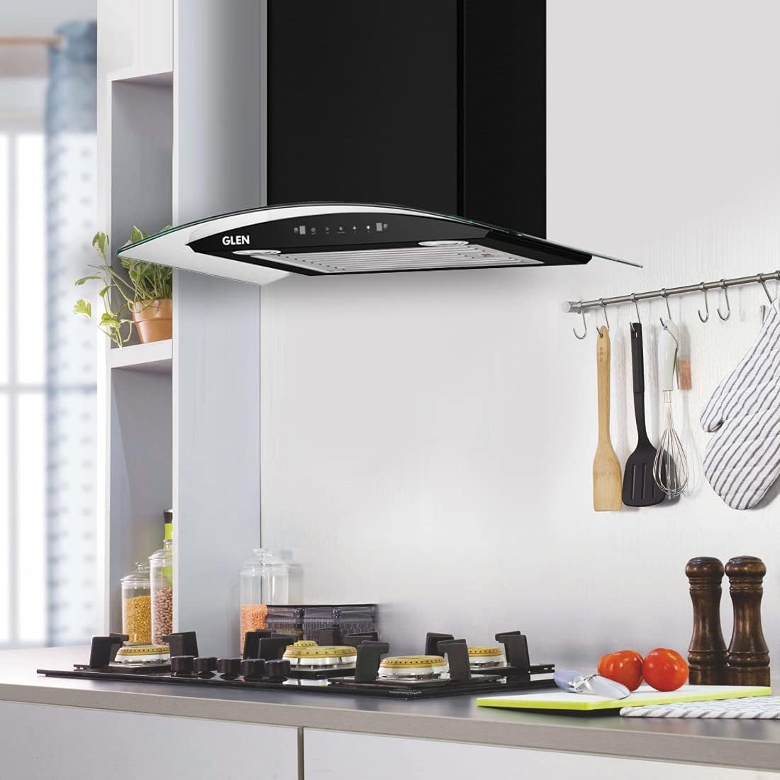 GLEN Kitchen Chimney 60 cm 1200m3/hr Auto-Clean(6063 Black)