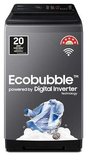 Samsung 8 kg, 5 star, Ecobubble, Super Speed, Wi-Fi, Digital Inverter, Fully-Automatic Top Load Washing Machine (WA80BG4546BDTL, Versailles Gray)
