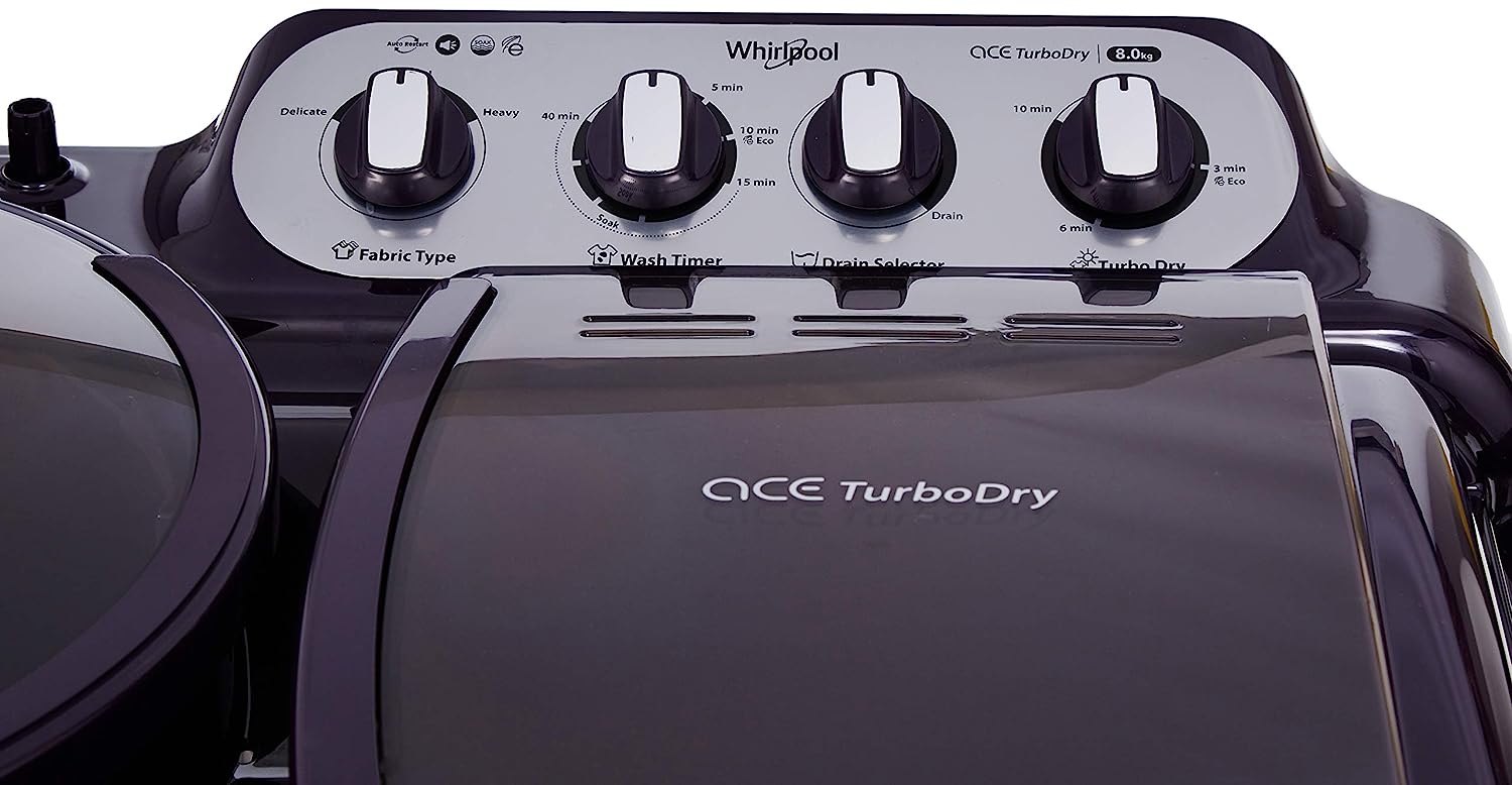 Whirlpool 8 Kg 5 Star Semi-Automatic Top Loading Washing Machine (ACE 8.0 TURBO DRY, Purple Dazzle)