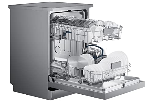 Samsung 13 Place Setting Freestanding Dishwasher with Intensive Wash (DW60M6043FS/TL), Ice blue, Stainless Steel Tub, Hygiene Clean, Height Adjustable Rack)