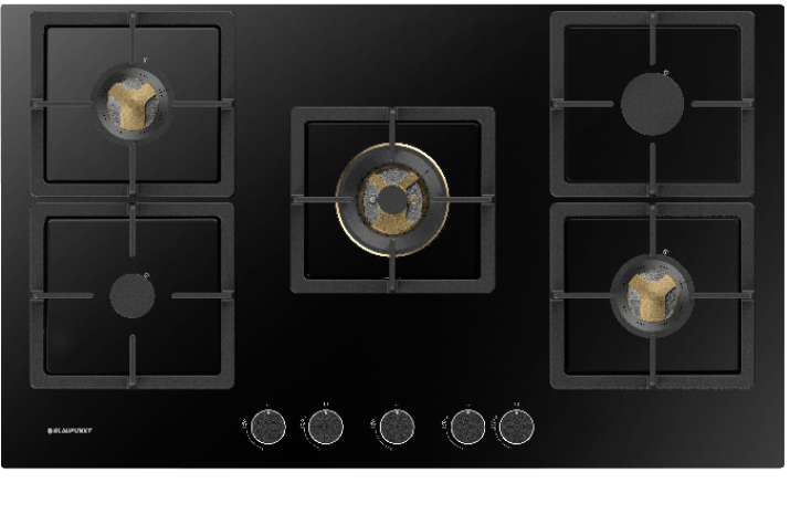 Blaupunkt 5GH85BB590 Gas Hob: 5-Burner Design with Spark Ignition and Controllable Consumption