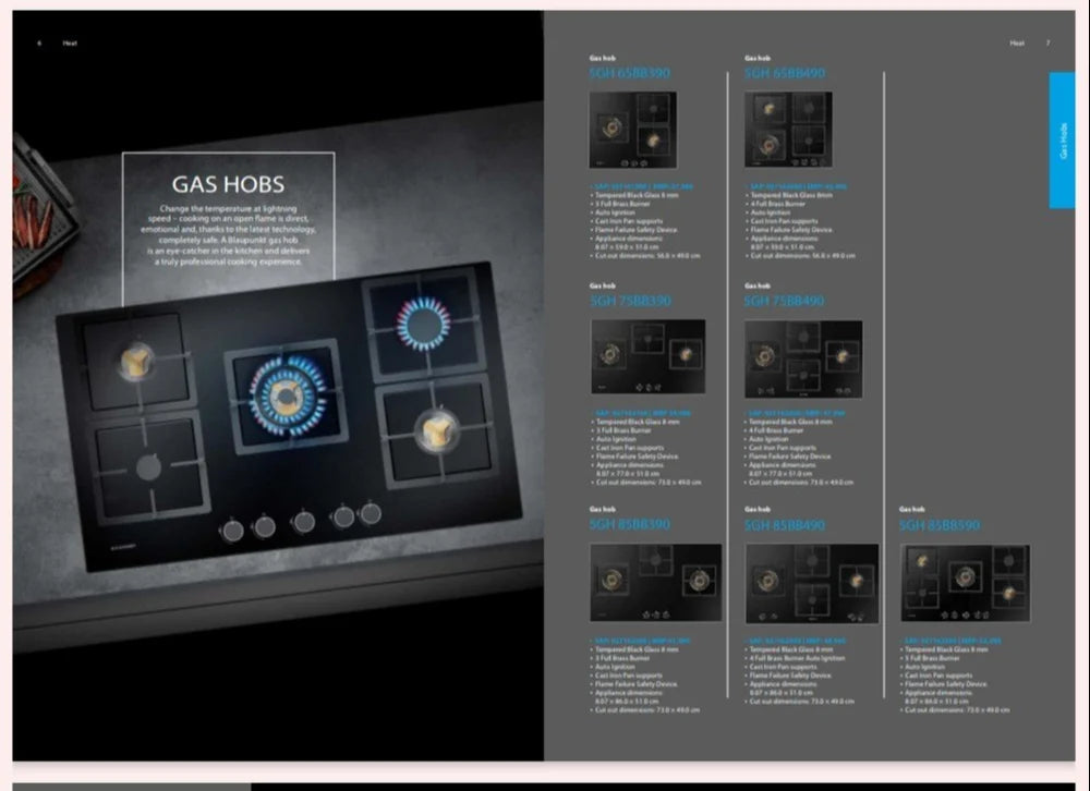 Blaupunkt 5GH 65BB390 Gas Hob: 220-240V, 50-60Hz, Spark Ignition, Controllable Design for Comfortable Electrical Consumption