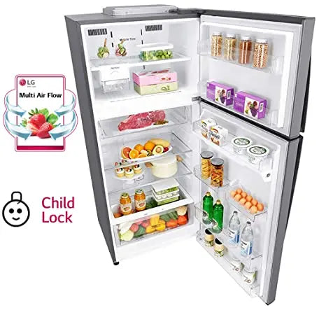 LG 516 L 3 Star Inverter Frost-Free Double Door Refrigerator (GN-H602HLHQ, Platinum silver)