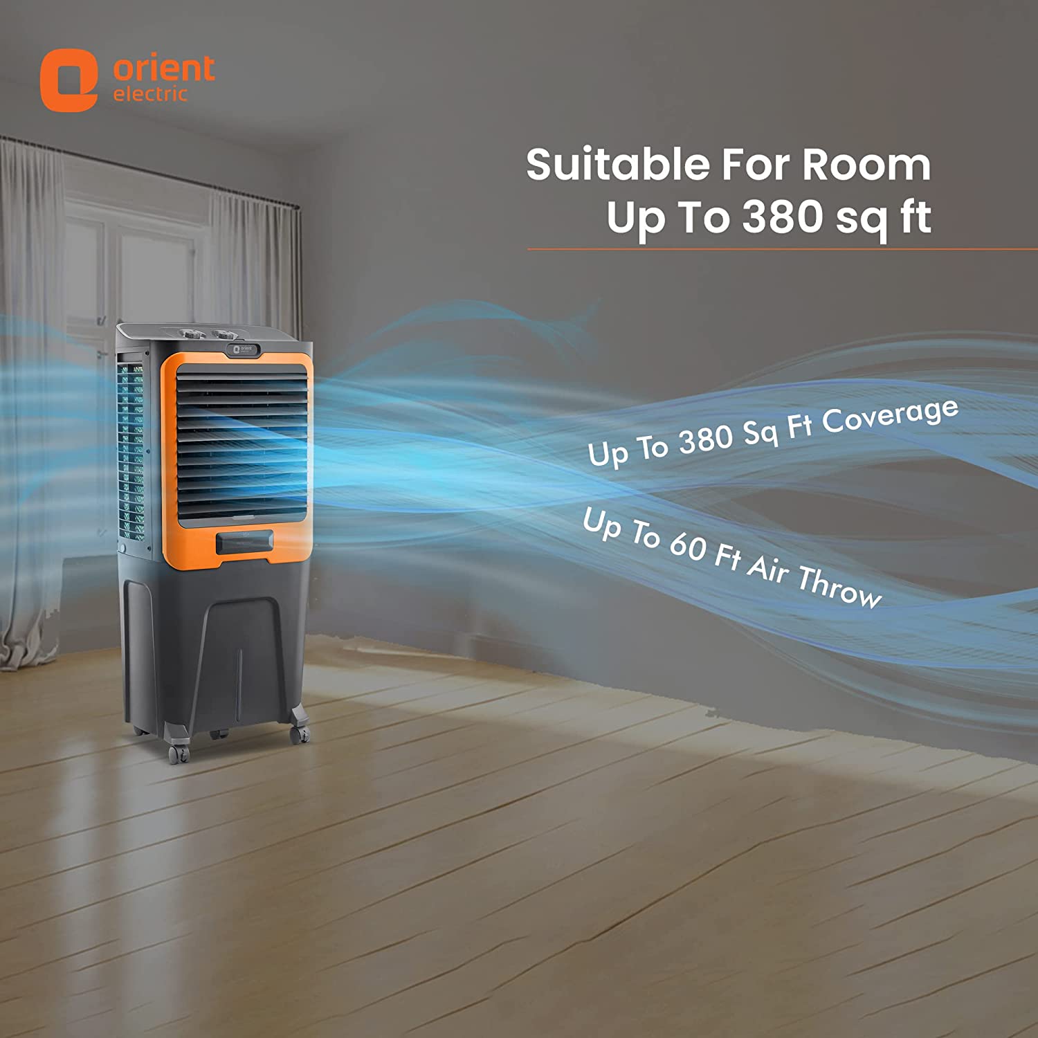 Orient Electric Ultimo 88L Desert Air Cooler with Densenest Honeycomb pads (Grey and Orange)