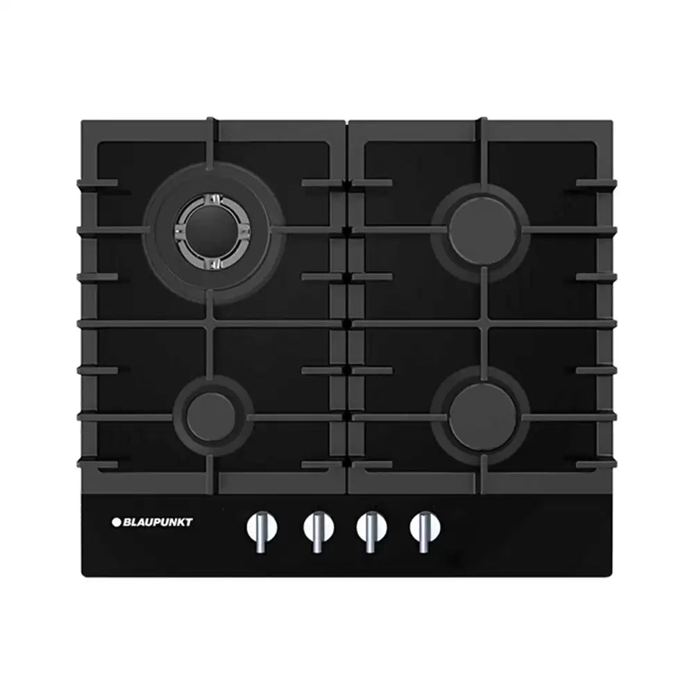 Blaupunkt 5GB62191IN 60cm 4 Brass Burner Auto Ignition Glass Top Built-in Hob - Black