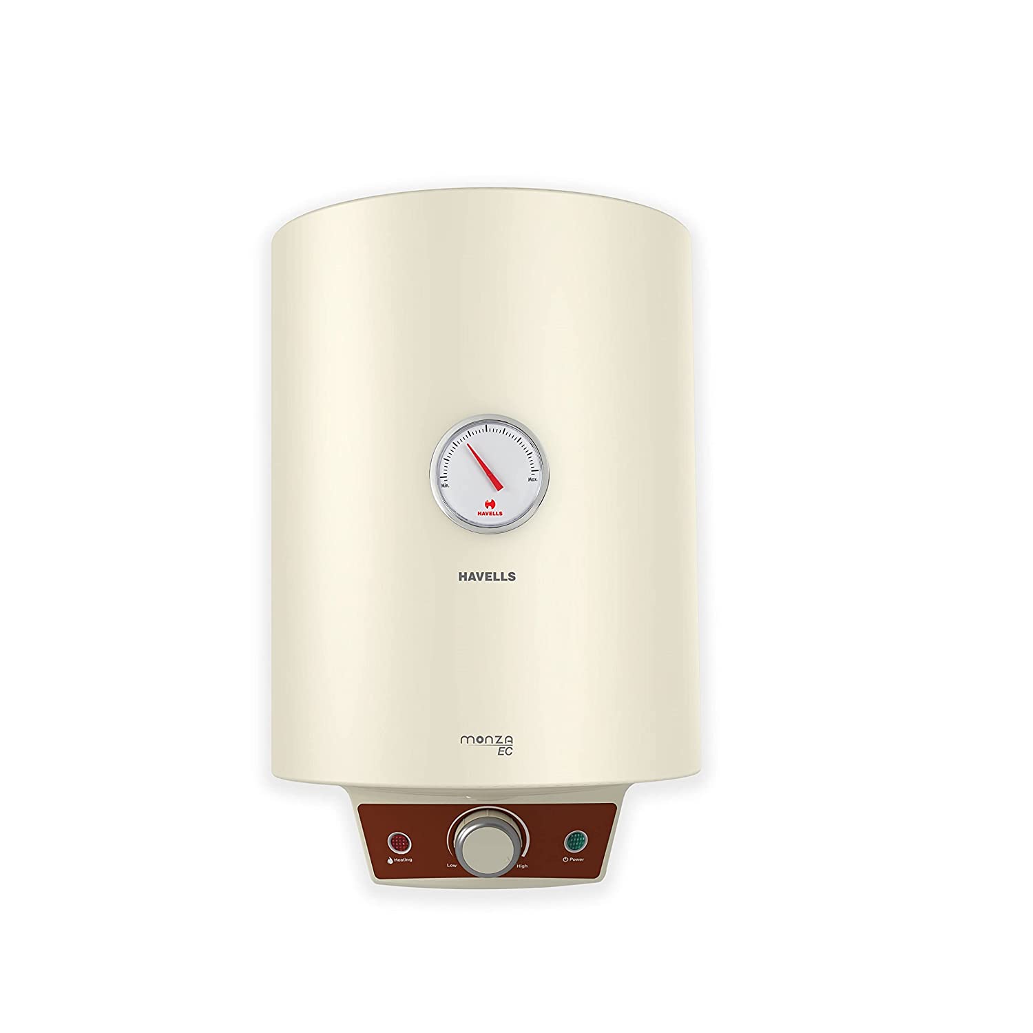 Havells Monza EC 15-Litre Vertical Storage Water Heater (Geyser) with Flexi Pipe, Ivory 5 Star, Wall Mount