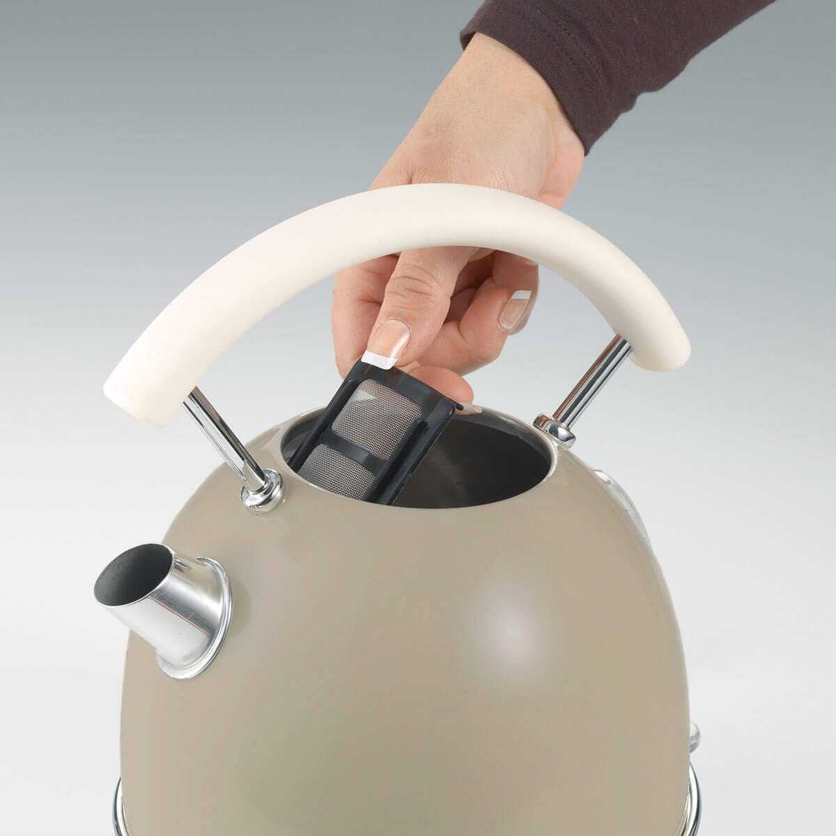 Ariete 2877 - Design Electric Kettle, 2000W, 1,7 L, Stainless Steel, Visible Water Level, Pastel Beige