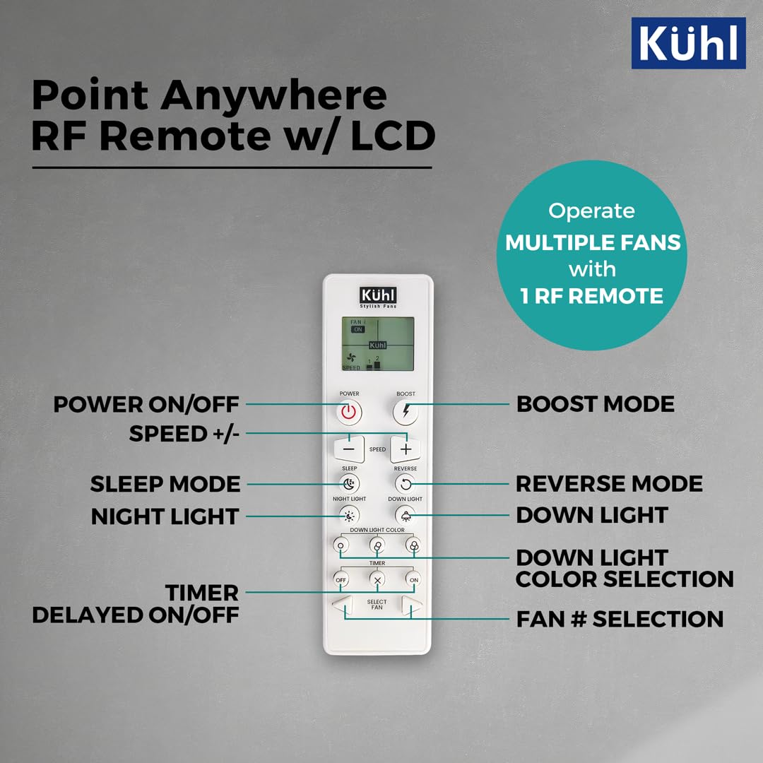 KUHL Luxus C3 1320mm Stylish Power Saving BLDC Ceiling Fan with Remote | Night & Down Light | 38W | 5 Star | Low Noise | IoT – Operate via Mobile & Alexa | Reverse Mode | Free Installation |