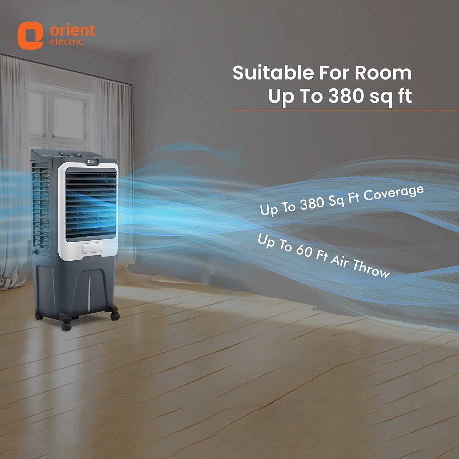 Orient Electric Ultimo 65L Desert Air Cooler with Densenest Honeycomb pads (Grey)