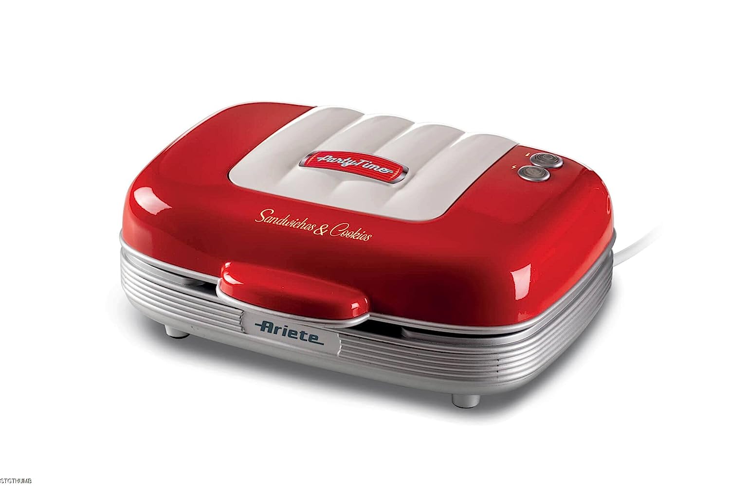 Ariete 1972 Sandwiches & Cookies Party Time, Multi-function Electric Plate, 700 Watt, 3 Non-stick and Interchangeable Plates, Red