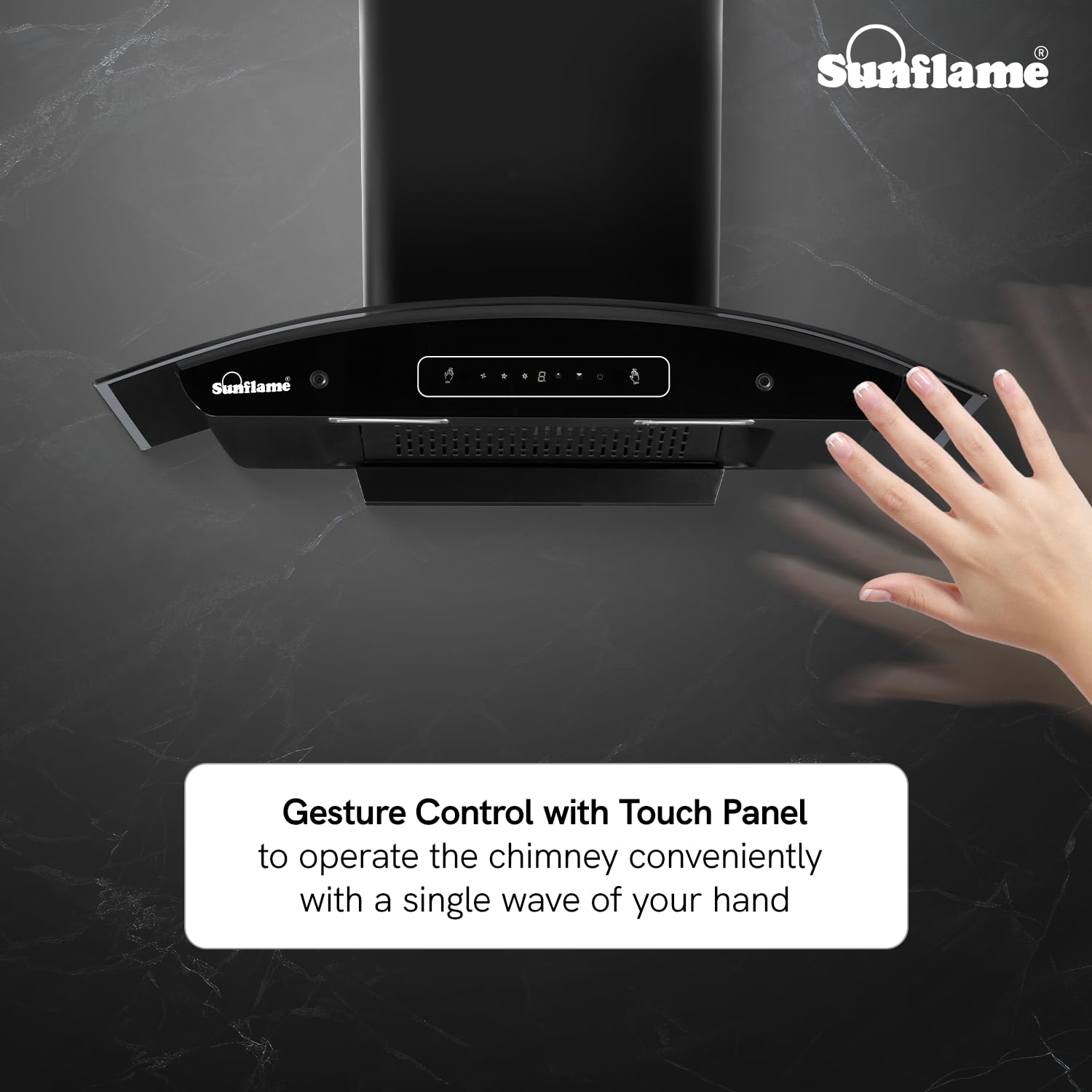 Sunflame Lamia 90 FL HAC TC Filterless Auto-Clean Kitchen Chimney | 90cm | 1400 m³/h High Suction Capacity | Touch Panel Control |1-Year Comprehensive & 5-Year Motor Coverage