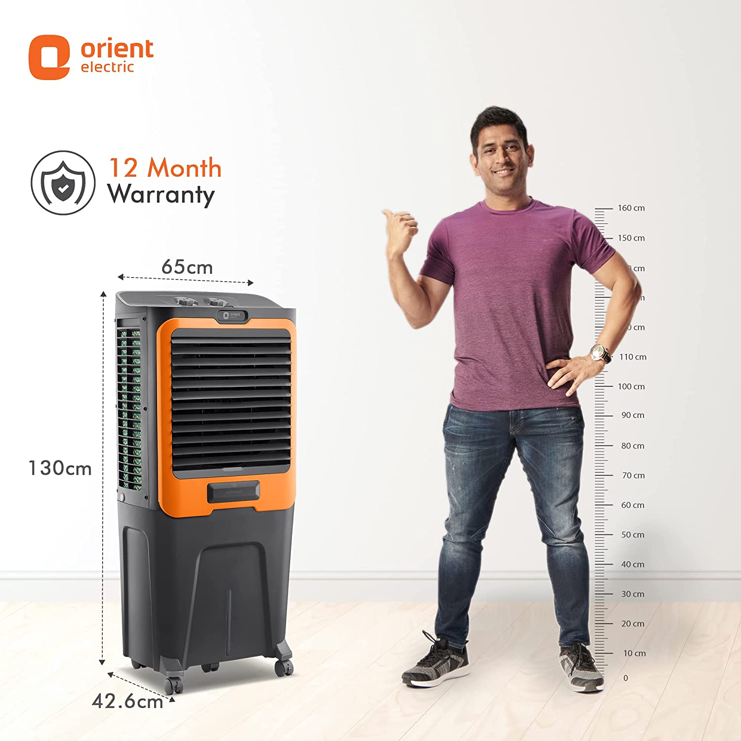 Orient Electric Ultimo 88L Desert Air Cooler with Densenest Honeycomb pads (Grey and Orange)