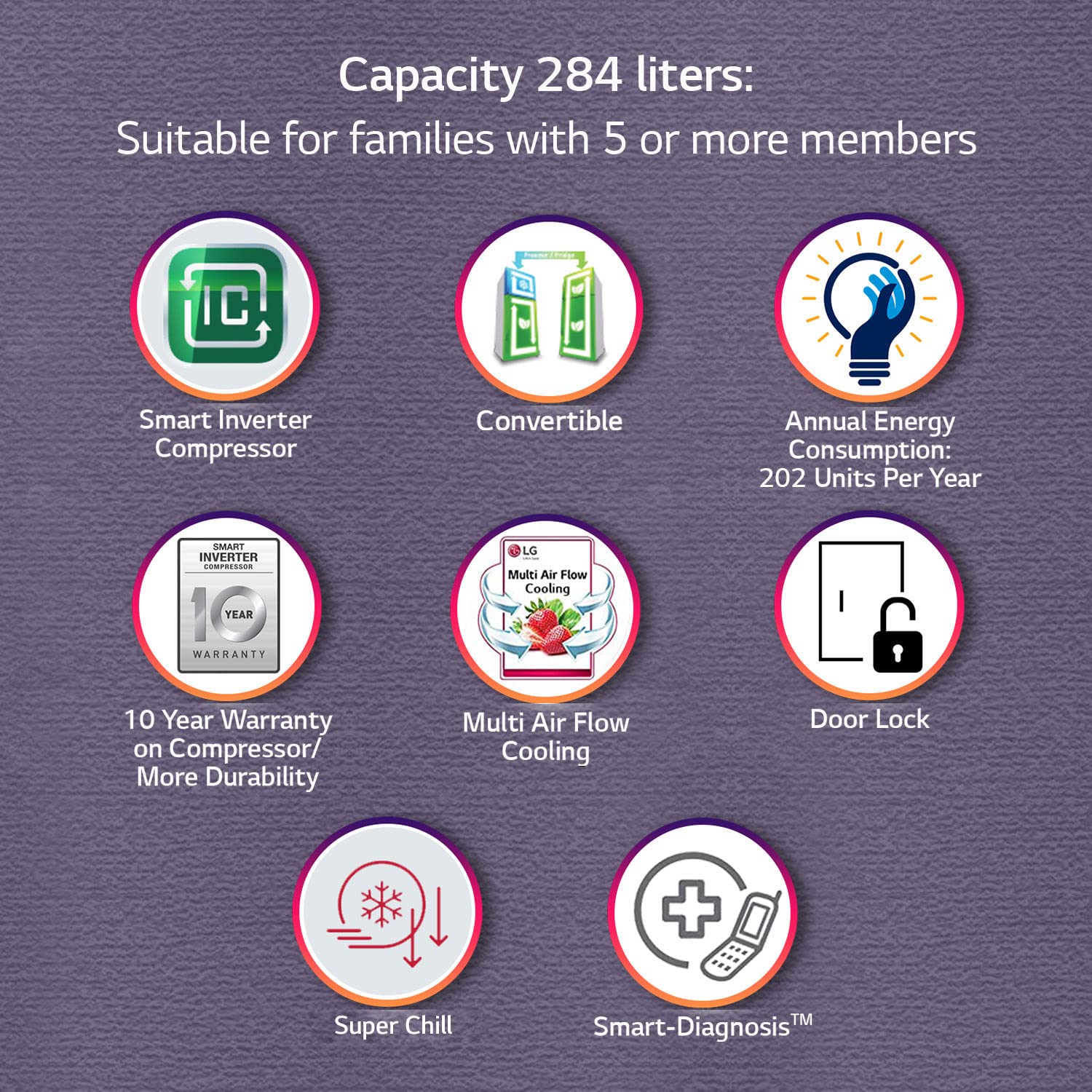 LG 284 L 3 Star Frost-Free Smart Inverter Double Door Refrigerator (GL-S302RDSX, Dazzle Steel, Convertible & Multi Air Flow, 2022 Model)