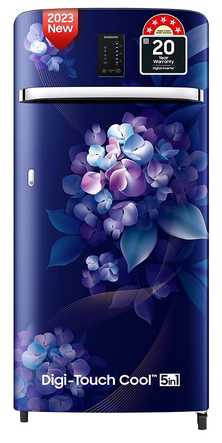 सैमसंग 189 L 5 स्टार डिजी-टच कूल, डिजिटल इन्वर्टर डायरेक्ट कूल सिंगल डोर रेफ्रिजरेटर (RR21C2E25HS/HL, हाइड्रेंजिया ब्लू)