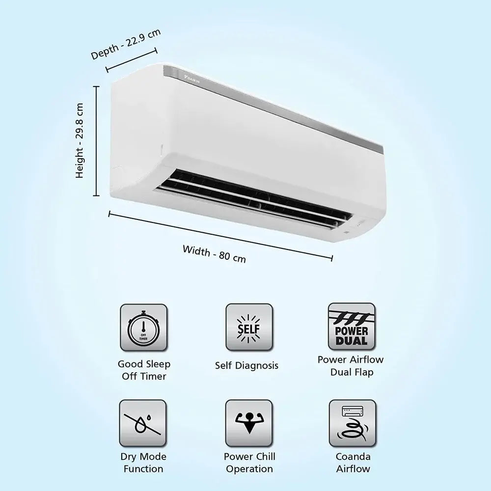 डाइकिन स्प्लिट एसी FTL28UV16 0.8 टन 3 स्टार व्हाइट