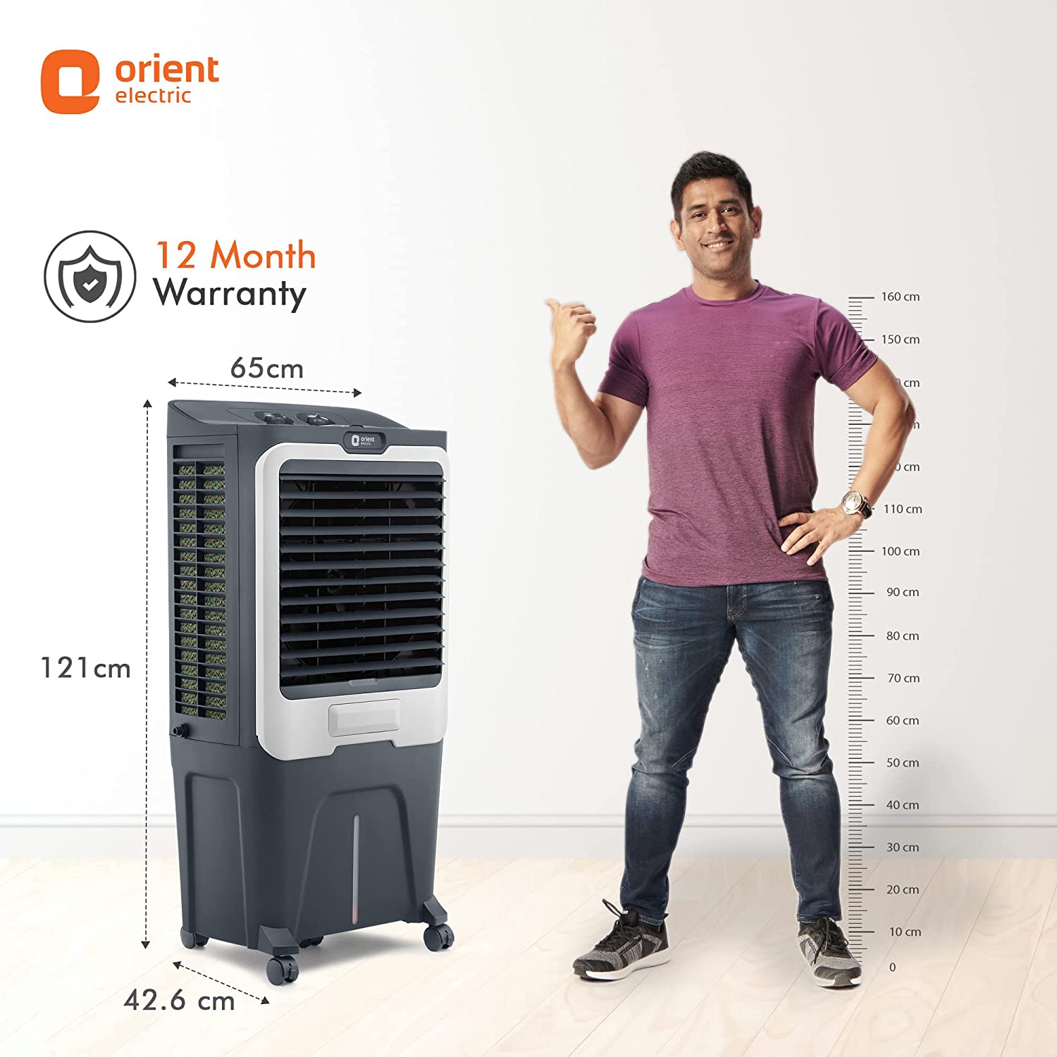 Orient Electric Ultimo 65L Desert Air Cooler with Densenest Honeycomb pads (Grey)