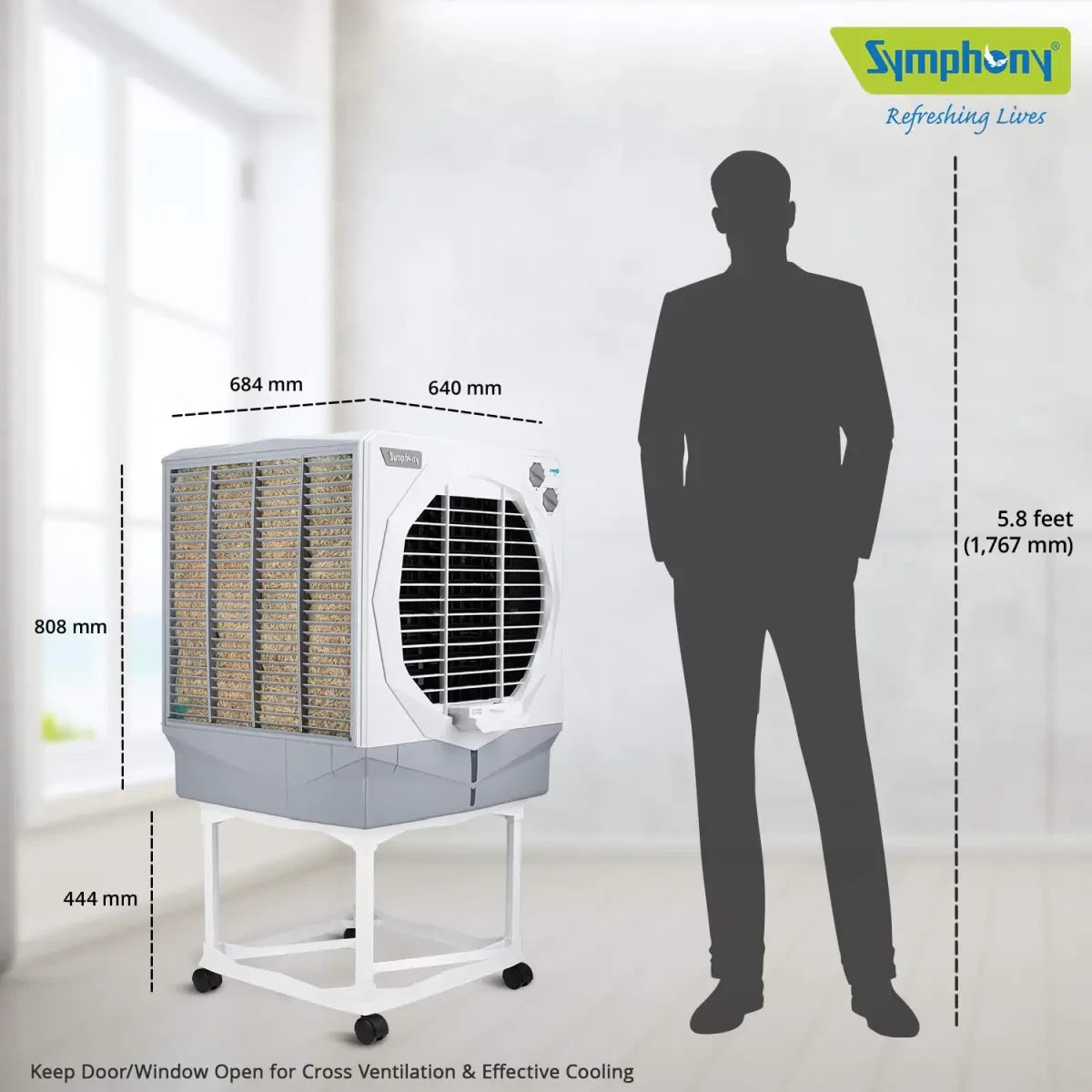 Symphony Jumbo 65 Desert Air Cooler 61-litres (White & Grey)