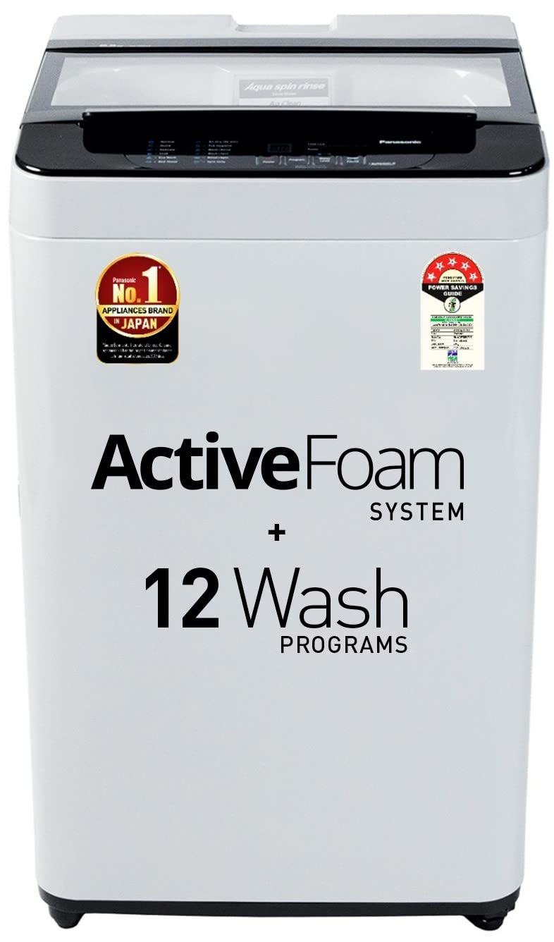 Panasonic 6.5 Kg 5 Star Fully-Automatic Top Load Washing Machine (2022 Model, NA-F65LF2MRB, Grey, 12 Wash Program, Active Foam Wash Technology, Antibacterial Water Inlet)