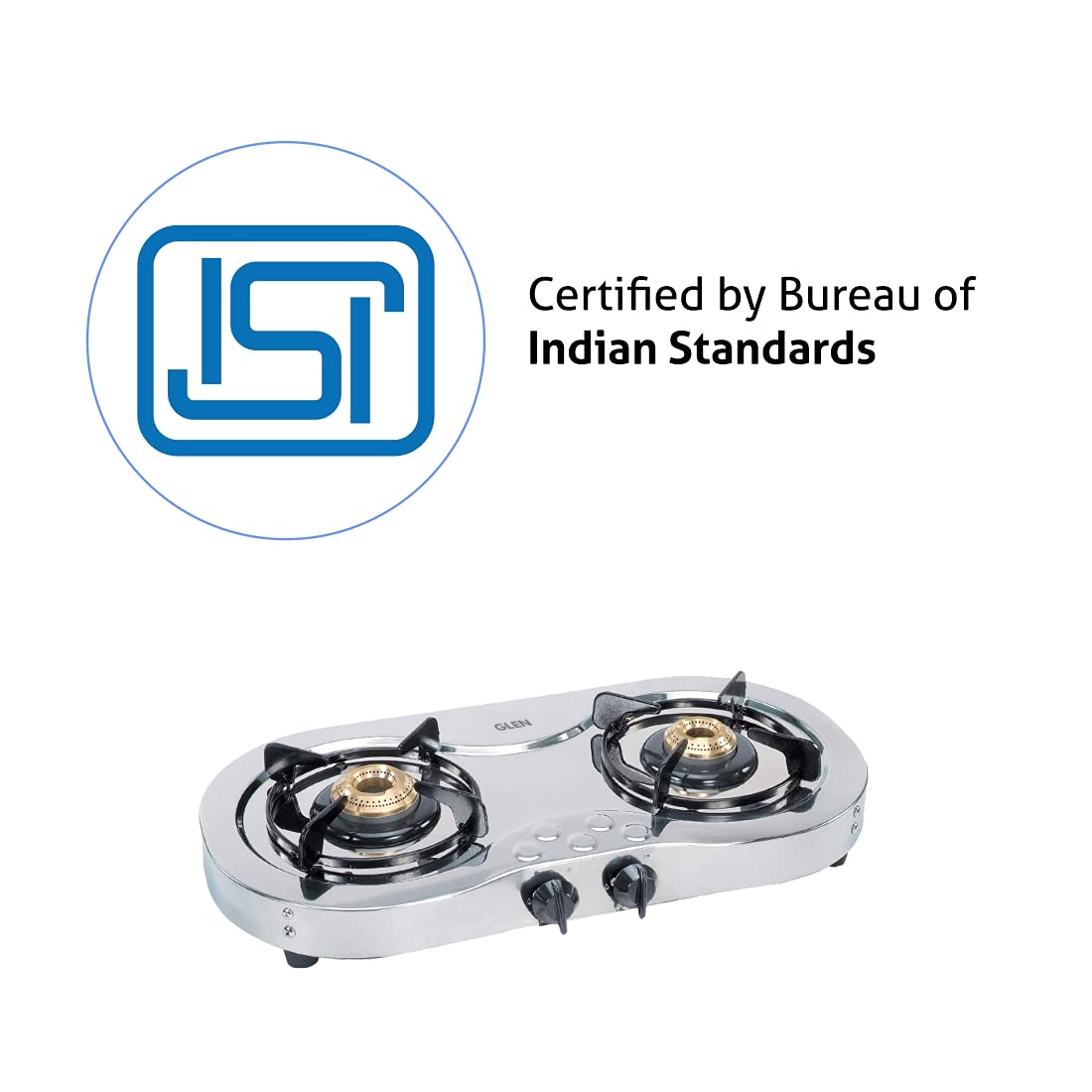 க்ளென் 2 பர்னர் ஸ்டெயின்லெஸ் ஸ்டீல் எல்பிஜி கேஸ் அடுப்பு, பித்தளை பர்னருடன் 2 வருட உத்தரவாதம் (CT1025SS)