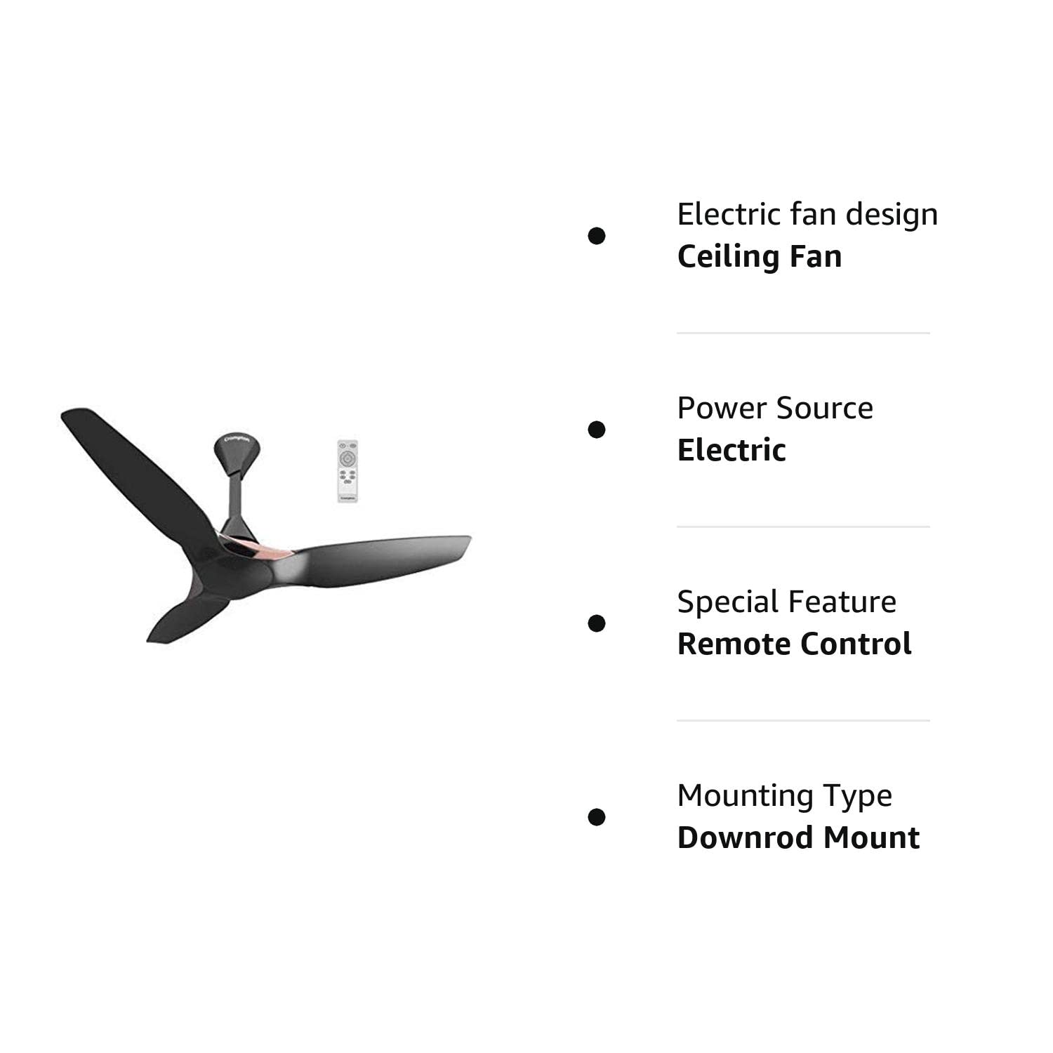 Crompton Silent Pro Enso 1225 mm BLDC Fan Charcoal Grey