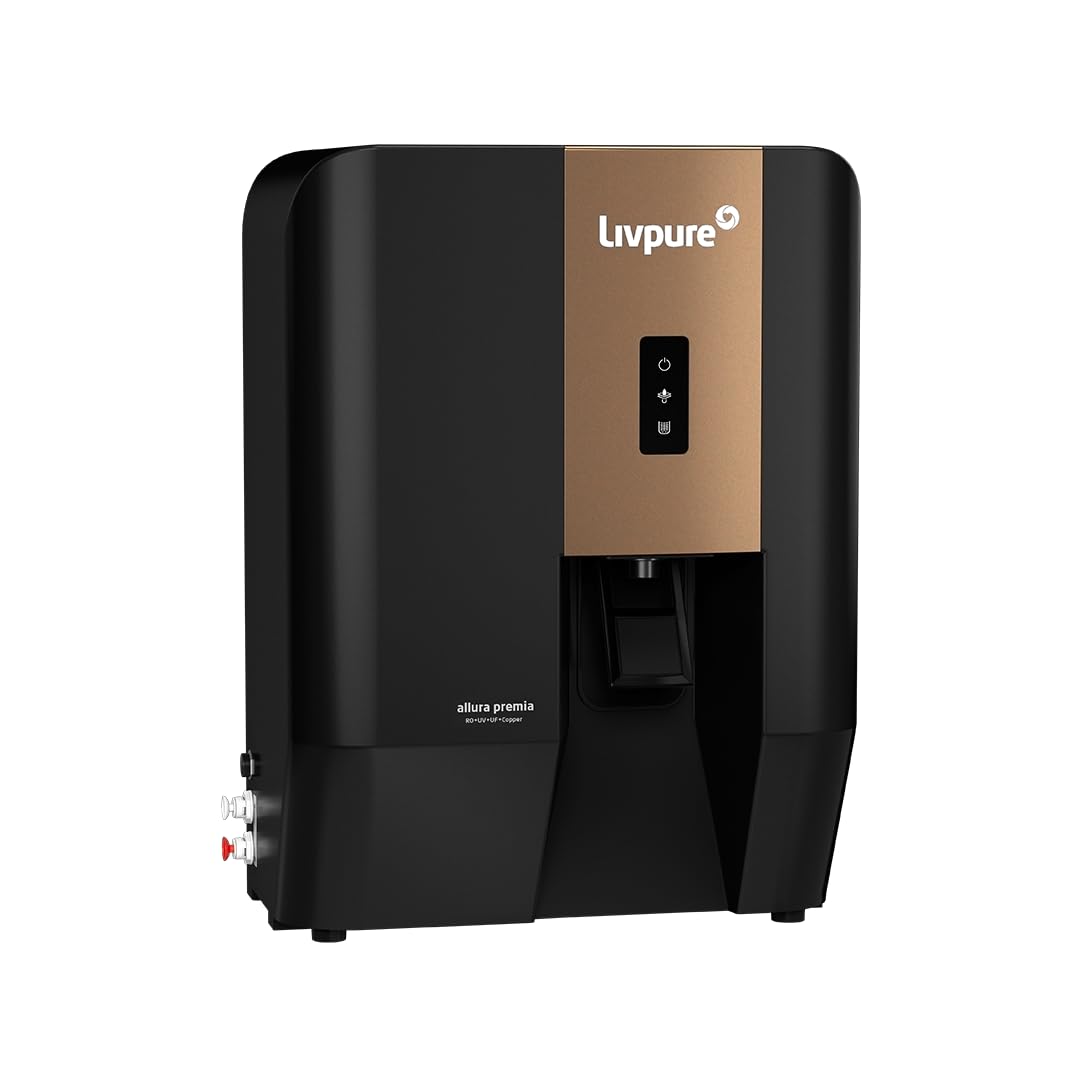 Livpure Allura Premia Water Purifier| No Service Cost for 2.5 Years - Filters Included | 10 Stage Advanced Purification | RO+UV+UF+Copper+Alk+Mineraliser| In Tank UV Sterilisation| 7 Ltr|
