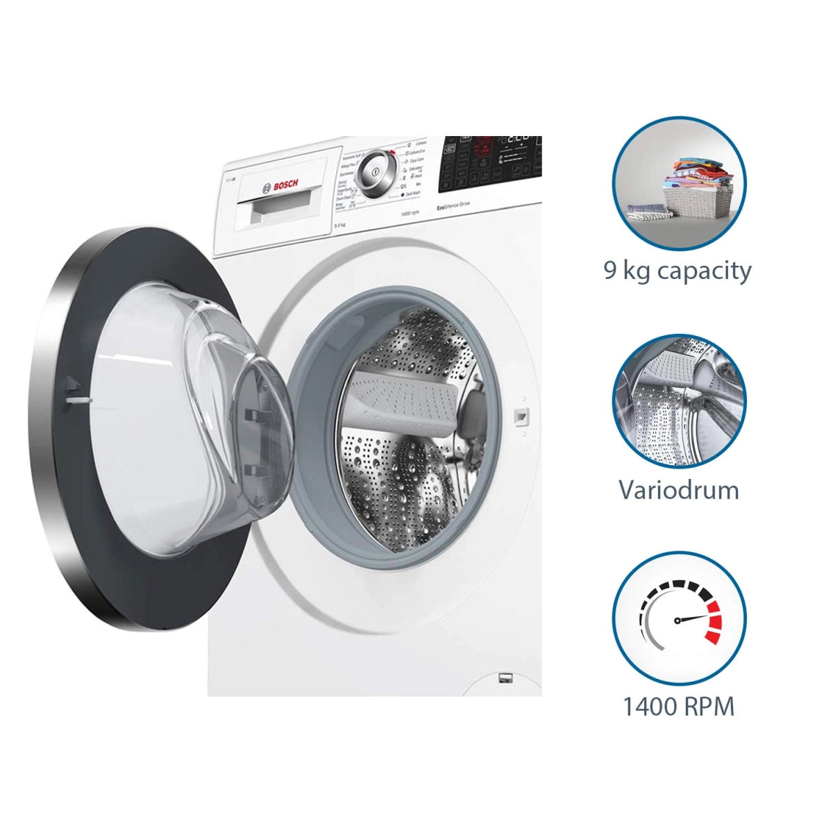 Bosch 9 kg Inverter Fully-Automatic Front Loading Washing Machine (WAT28661IN, White, Inbuilt Heater)