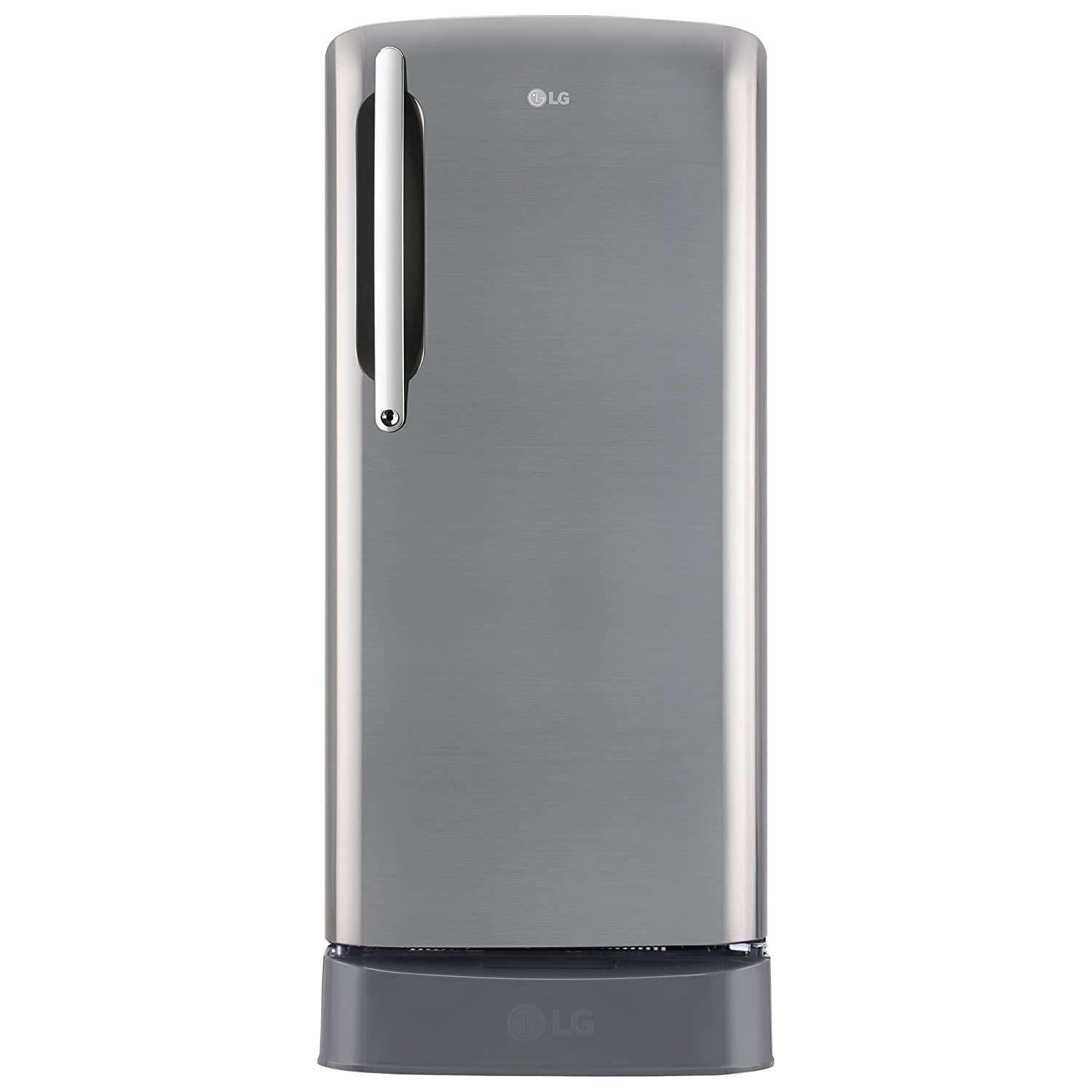 LG 201 L 5 Star Inverter Direct-Cool Single Door Refrigerator (GL-D211HPZZ, Shiny Steel, Base stand with drawer & Smart connect, Gross Volume- 204 L)