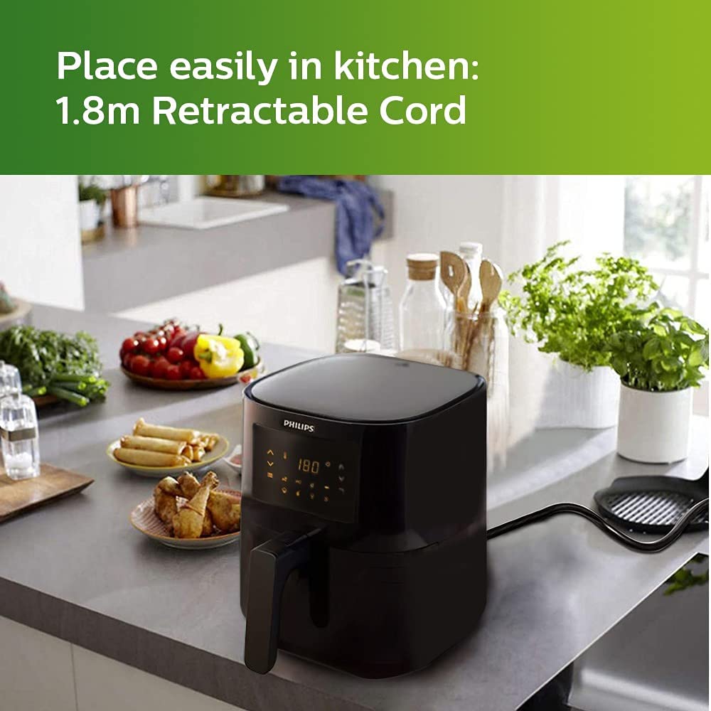 Philips Essential Air Fryer Hd9252/70 With Rapid Air Technology, Uses Up To 90% Less Fat, 7 Presets Touch Screen , Black