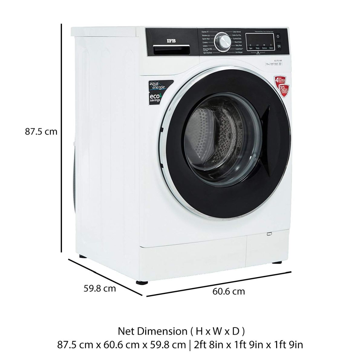 IFB 7.5 kg 5 Star Fully-Automatic Front Loading Washing Machine (Elite WX, White, In-Built Heater, 3D Wash technology)