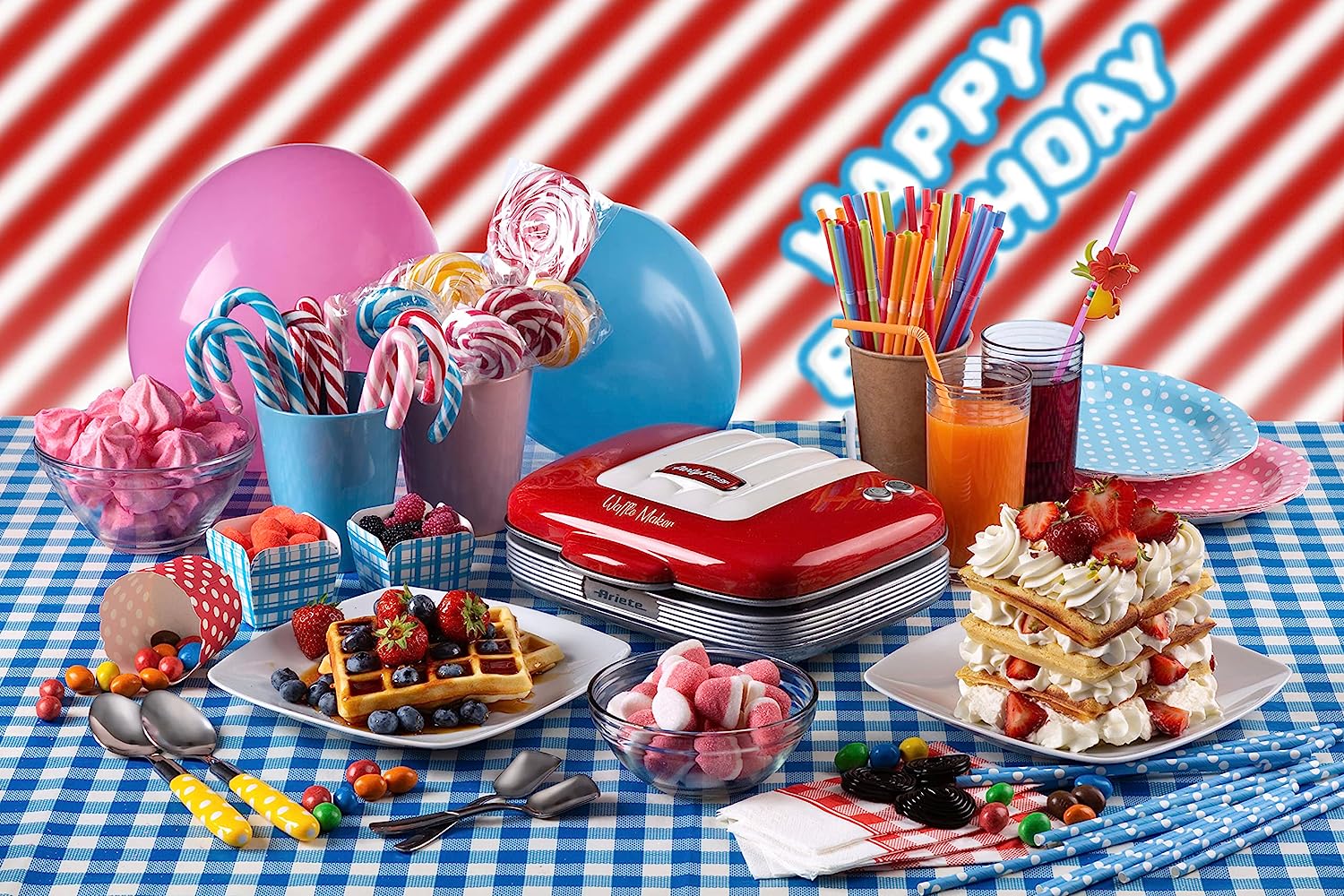 Ariete 1973 Waffle Maker, Electric Plate For Waffles, 700 W, Non-Stick Plates, Red , 25 x 21 x 9.5 cm; 1.4 Kg