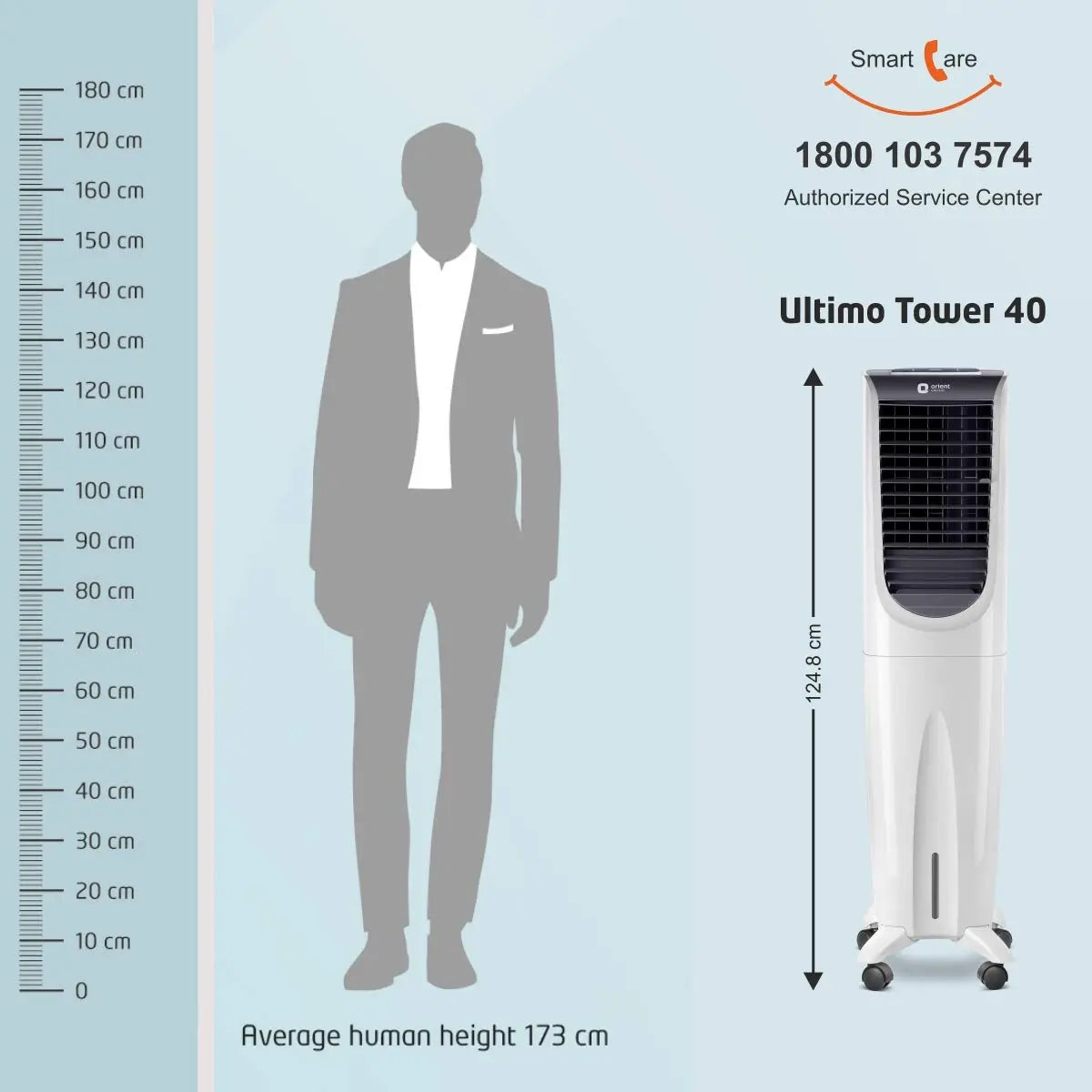 Orient Electric Ultimo Tower 40-Litre Air Cooler - Remote Control & Honeycomb Pads, White & Grey