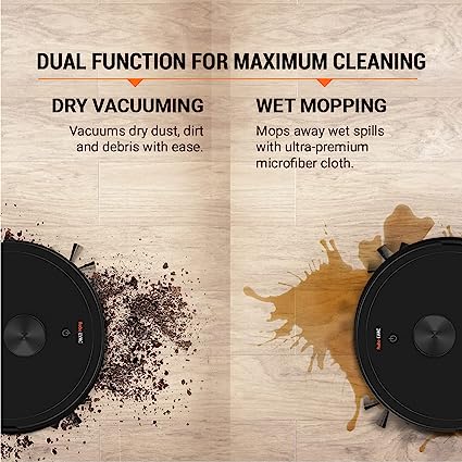 Eureka Forbes Robo LVac Suction and Mopping with LDS Navigation, App Control and Electric Water Tank (Black)